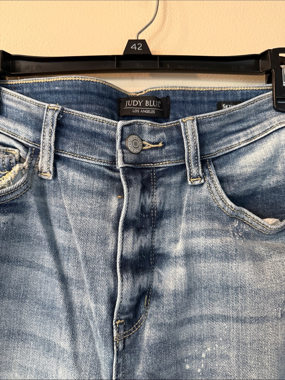 The Madison Judy Blue Light Wash Distressed Skinny Jeans - Picture 8 of 14